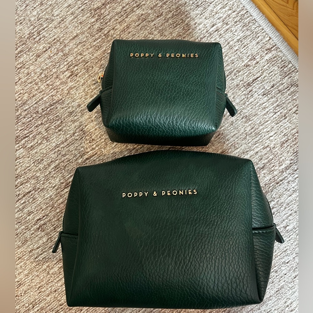 Poppy & Peonies Heritage Green Leather cosmetic duo